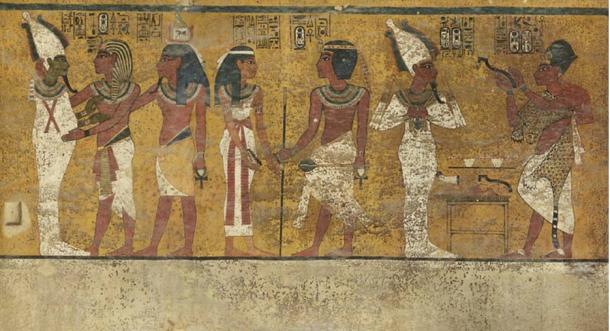 Screenshot from a Factum Arte scan of King Tutankhamun's burial chamber, behind which, a researcher says, may lie the tomb of Queen Nefertiti.