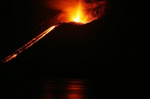 A small eruption on Krakatoa in 2008. 