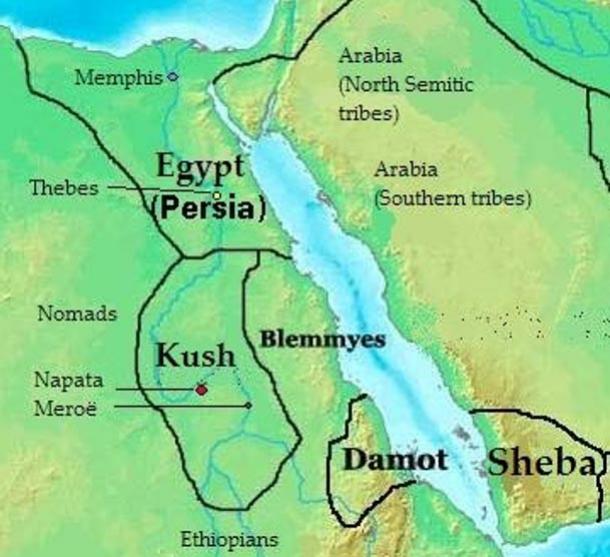 اكتشاف أهرامات جديدة في السودان Kush---Map-of-kingdoms