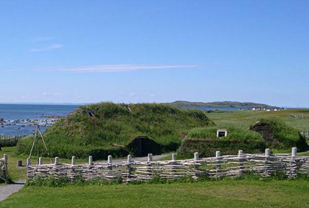 A recreation of the Viking L’Anse aux Meadows site, Newfoundland, Canada. 