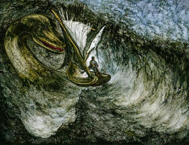 ‘Loch Ness Monster, Seasnake, Seamonster, Seeschlange, Meeresungeheuer.’ By Hugo Heikenwaelder.