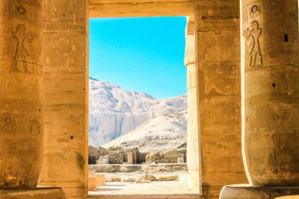 View of Luxor from within the Ramesseum