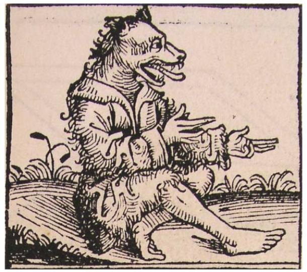 Man with a dog head. Nuremberg Chronical (Schedel'sche Weltchronik), page XIIr, 1493 AD.