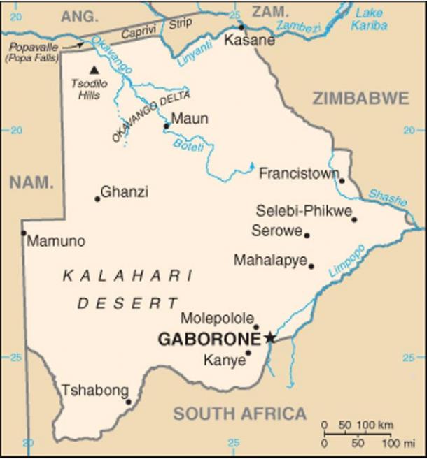 Mapa de Botswana.