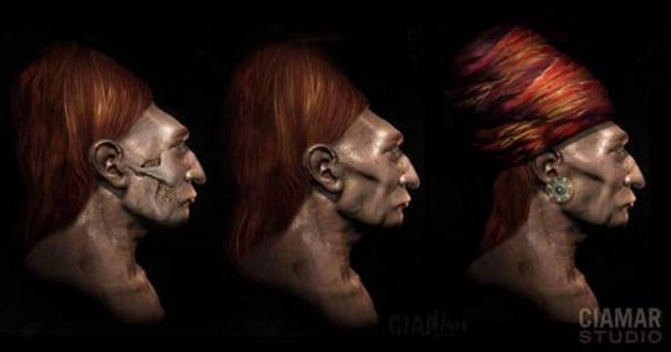 The pronounced cheek bones can be seen in artist Marcia Moore’s interpretation of how the Paracas people looked based on a digital reconstruction from the skulls.