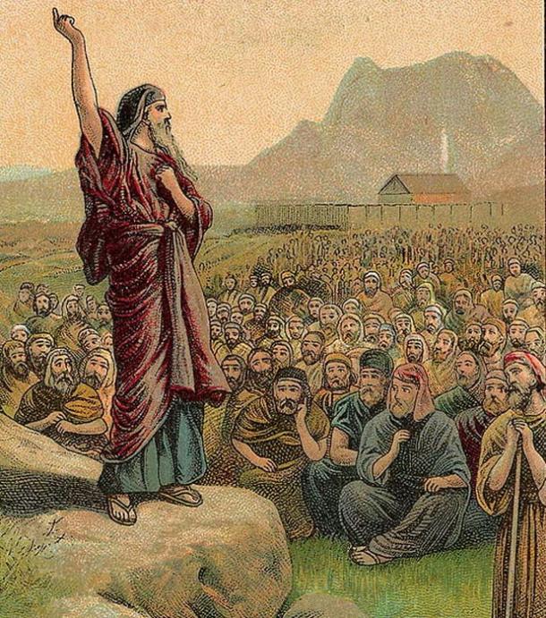 Moses Pleading with Israel, as in Deuteronomy 6:1-15.