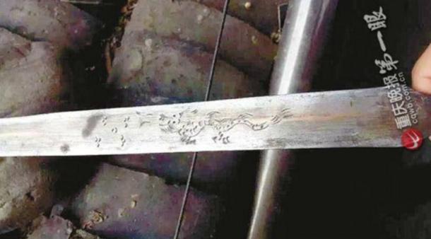 Vecchio Dinastia Qing spada usata come un coltello da cucina.