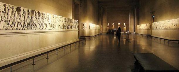 Parthenon marbles on display at The British Museum.