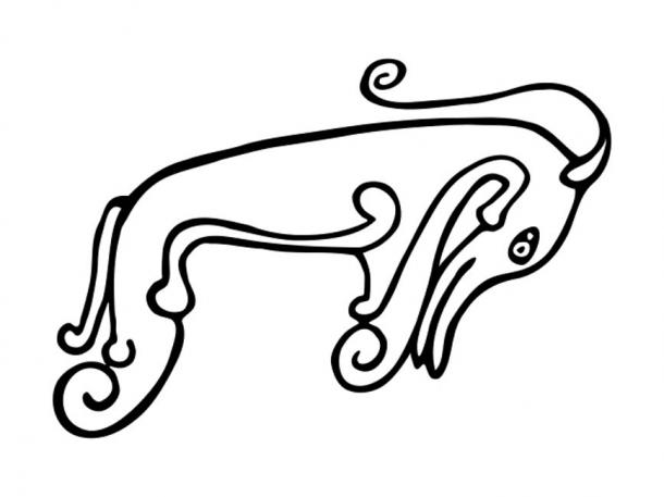 An illustration of an archaeological "Pictish Beast" symbol from Scotland.