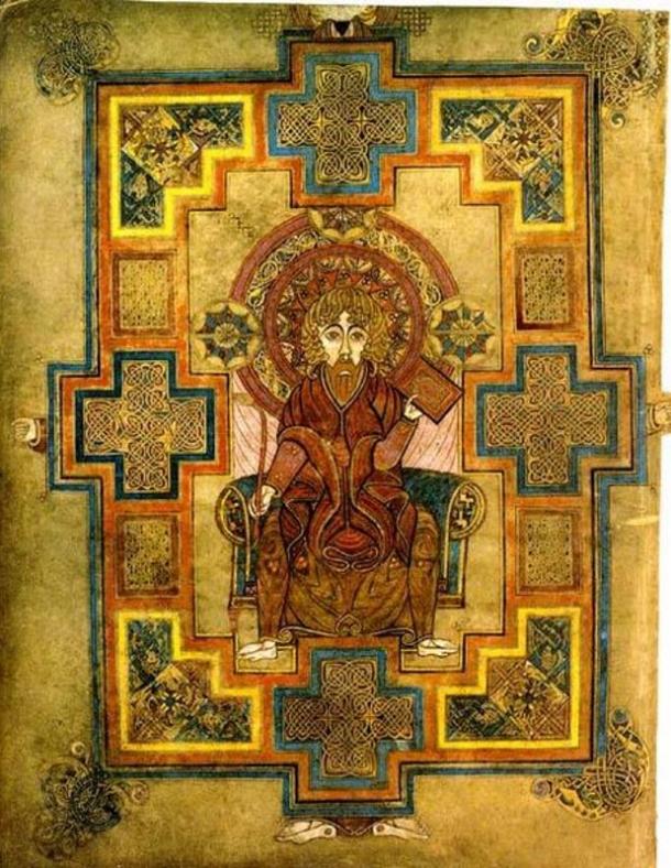 Retrato de Juan ilustra en el antiguo Libro de Kells.  Dublín, Irlanda.