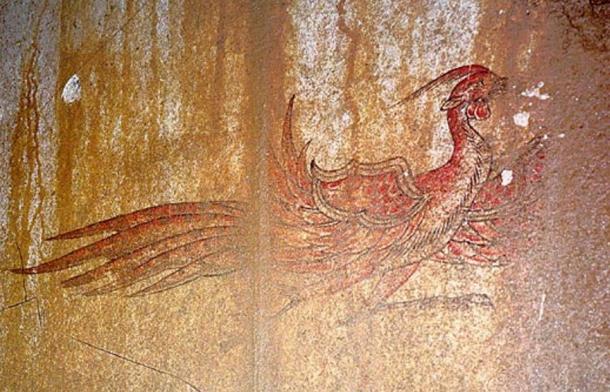 Kitora Tomb Star Chart is Declared the Oldest in the World  Red-Bird-of-the-South-painting-Kitora-Tomb