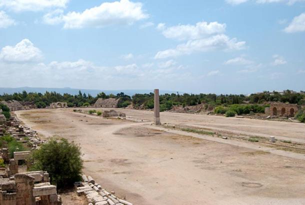 Ruins of a Roman hippodrome in Tyre, Lebanon.