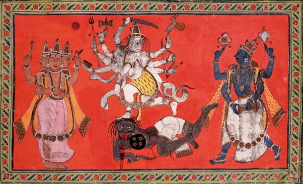 Shiva Performing the Dance of Bliss while Vishnu and Brahma Provide Musical Accompaniment 