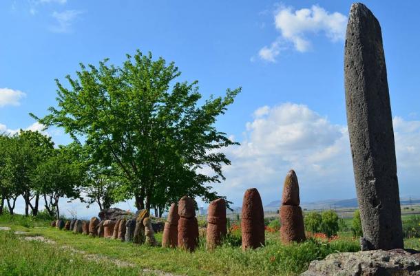 Standing stones at the ruins of the Metsamor site.