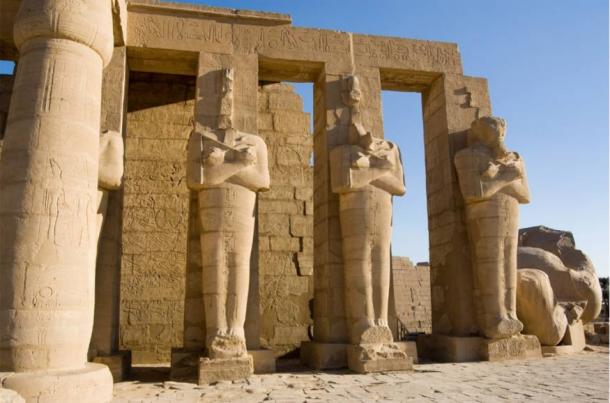 Archaeologists unearth tomb of Queen at the Mortuary Temple of Ramesses II Statues-at-the-Ramesseum%2C-Luxor