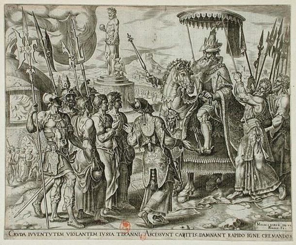 The Three Jews Brought before Nebuchadnezzar by Philip Galle, Holland 1565. (Public Domain)