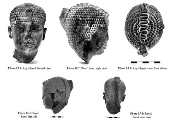 The pharaoh’s head artifact found at Hazor. Image from “Hazor VII: The 1990-2012 Excavations, the Bronze Age” (p. 576)