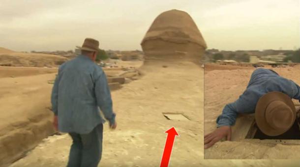 The Big Egyptian Sphinx Cover Up: Hidden Chambers, An Unexcavated Mound and Endless Denial Zawi-Hawass-examining-a-chamber