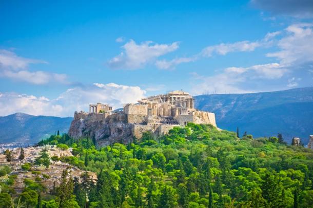 The beautiful ancient Acropolis and Parthenon of Greece.
