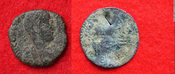 Two artifacts found at Katsuren Castle: A Roman coin