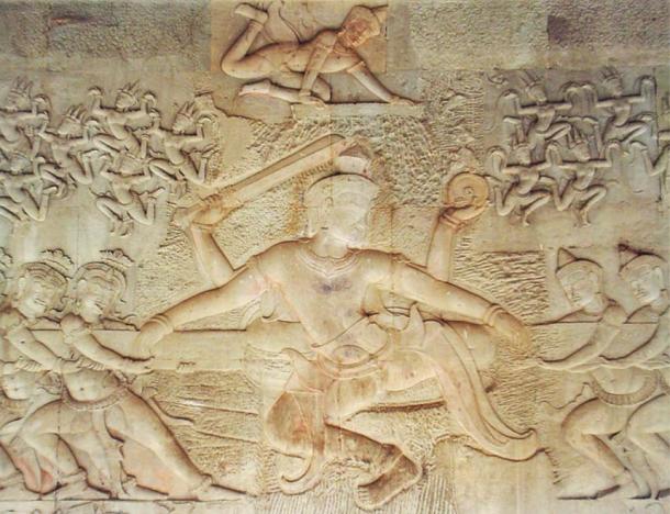 A bas-relief at Angkor Wat depicts the devas and asuras