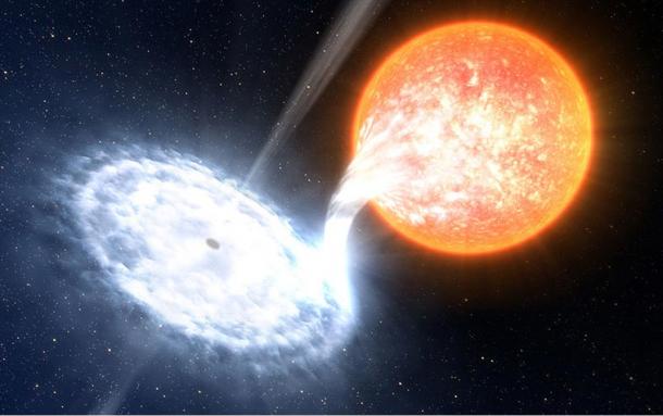 rtist’s representation of a black hole and a normal star separated by a few million kilometres.