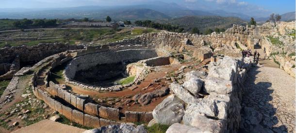 Grave circle and main entrance of the citadel at Mycenae, one of the major centres of the Mycenaean civilization.