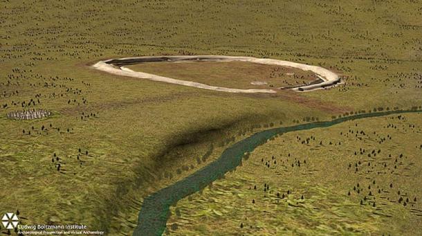 The completed super-henge after the stones were toppled over and buried.