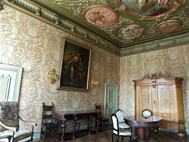 A decorated room inside Książ Castle.
