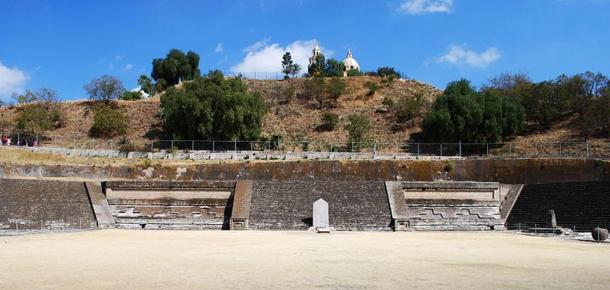 The excavated Patio of the Altars at the Great Pyramid of Cholula, Puebla, Mexico.
