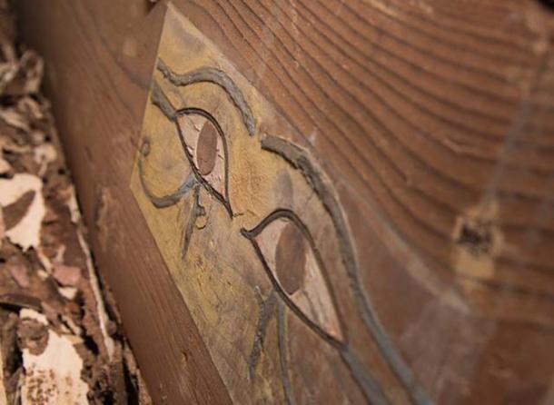 Painted eyes on the newly discovered tomb.