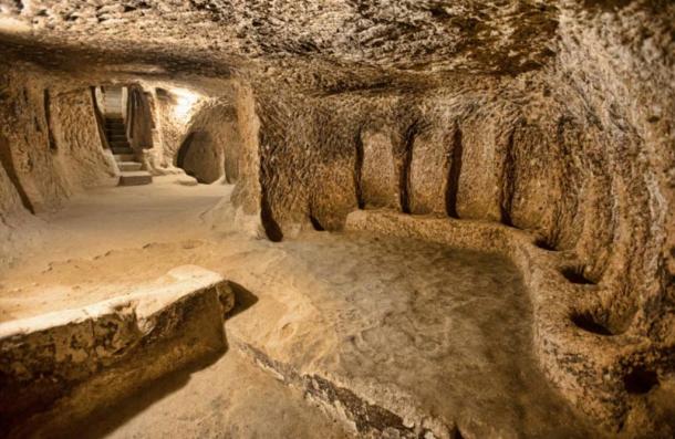 Derinkuyu underground city in Cappadocia, Turkey. 