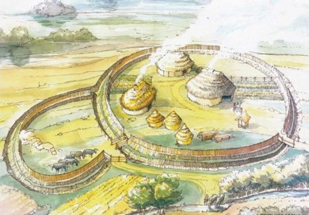 Reconstruction of a ringfort at Curraheen, Co Cork, Ireland - the kind of enclosure that would have been built first at the ringfort in Ranelagh, Co Roscommon. 
