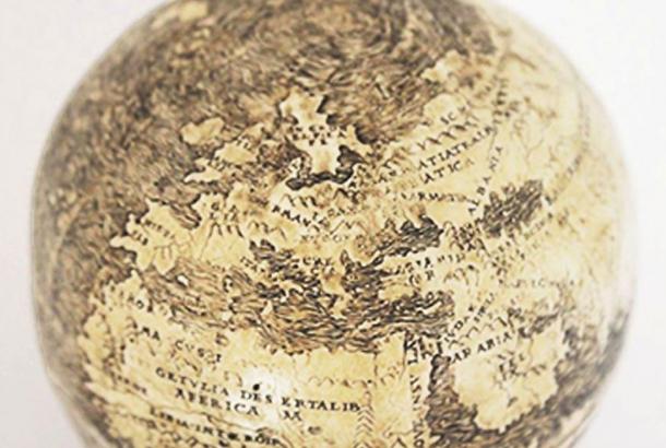 A globe from 1504 that may be the world's oldest depicting the New World is engraved on ostrich egg halves in this photo from the Washington Map Society