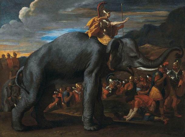 Hannibal crossing the Alps on elephants by Nicolas Poussin