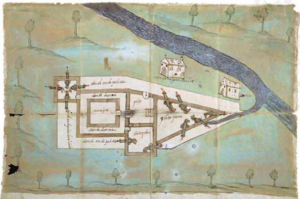 Santa Elena Fort, one of the first in La Florida, 1576 (today, Parris Island, South Carolina).