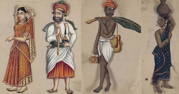 Images from the manuscript ‘Seventy-Two Specimens of Castes in India.'