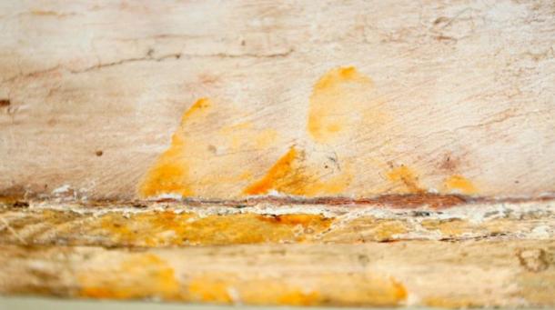 The fingerprints found on the inner lid of a 3,000-year-old coffin.