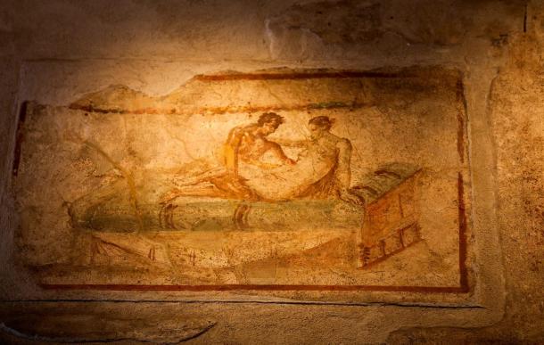Raunchy frescoes uncovered in Pompeii.