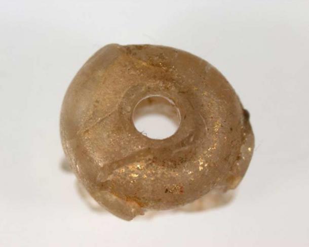 A glass bead that was made by Roman craftsmen - found in an ancient tomb at Nagaokakyo near Kyoto.