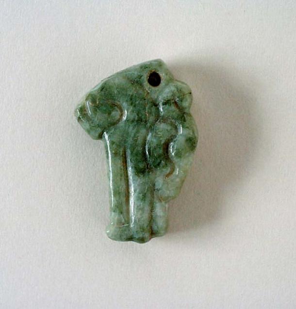 A jade Serpent Head Pendant; representational image only. Mexico, Chiapas or Guatemala, Maya, A.D. 200-900