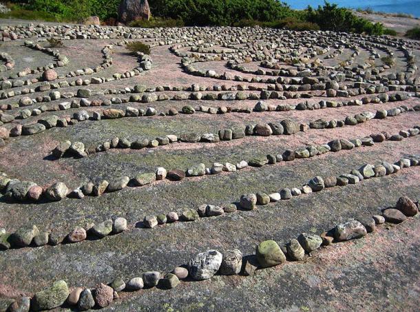 El laberinto en la isla de Blå Jungfrun, Suecia. 