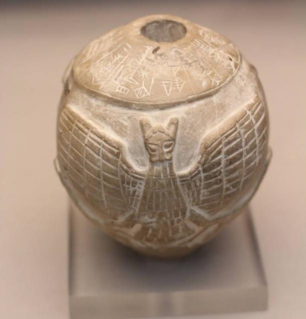 A mace head with cuneiform dedicating the mace to the god Ningirsu, circa 2400 B.C., Mesopotamia