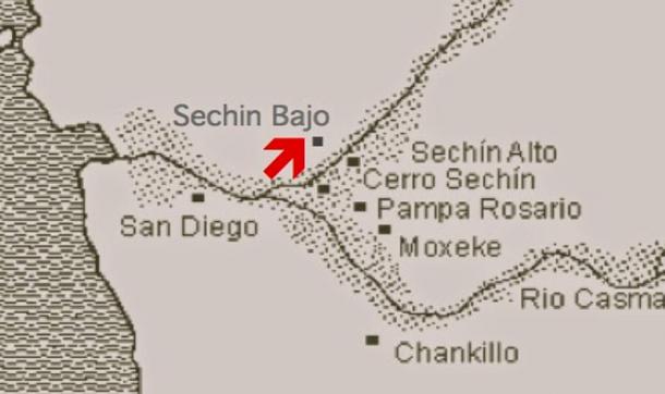 Sechin Bajo, Peru: The Location of the Oldest Man-Made Structure of the New World? Map_5