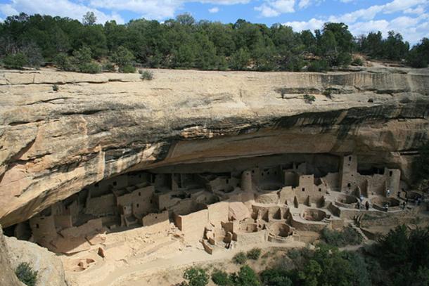 Mesa Verde National Park, Colorado. Cliff Palace, as seen from the trail leading to it.