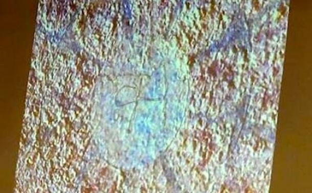 The monogram of Hephaestion found in three separate inscriptions within the Amphipolis tomb. Credit: Greek Ministry of Culture