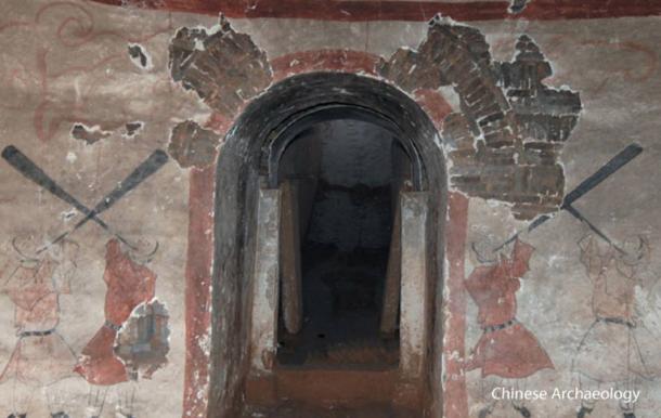 The centuries-old mural in the tomb of a man and woman from Shuozhou City show a number of scenes of musicians, attendants and the night sky.