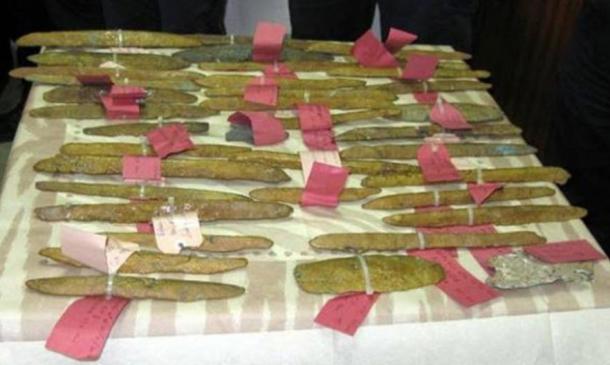 Rare orichalcum metal said to be from the legendary Atlantis recovered from 2,600-year-old shipwreck Orichalucum-ingots