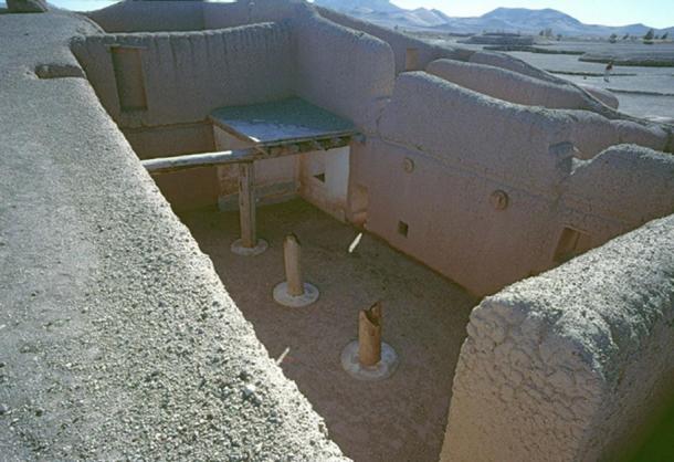 A partially reconstructed residential building in Paquimé, Chihuahua, Mexico.