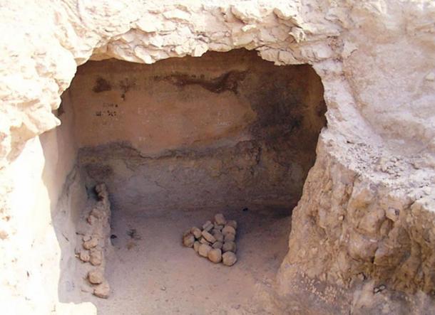A genizah is a storage area in a Jewish synagogue or cemetery designated for the temporary storage of worn-out Hebrew-language books and papers on religious topics prior to proper cemetery burial. The above image is a possible geniza at Masada, eastern Israel